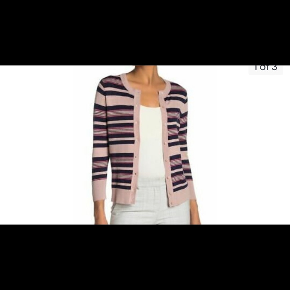 Halogen Striped Crew Neck Sweater SZ L